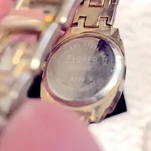 VINTAGE Gold-tone Linked Watch•By Figaro Couture•CZ Paved Pearly-Square Face il_fullxfull.6649671480_grbs.jpg main image 3